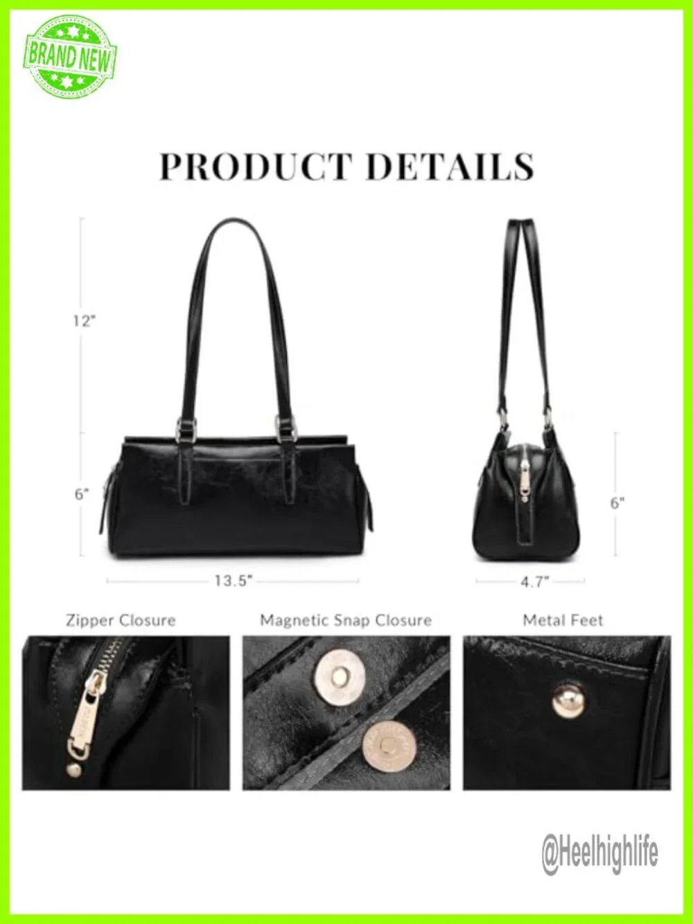 Soft Vegan Leather Hobo Bag with 3 Compartments, Shoulder Handbag Purse for